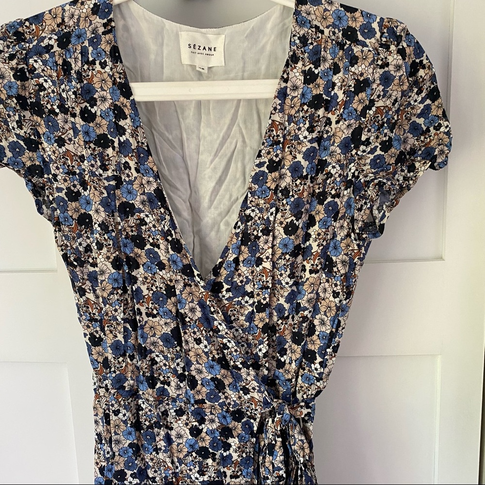 Sezane floral wrap dress 36